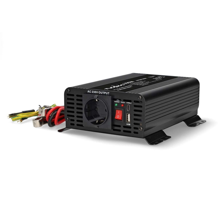 Nedis Strömväxelriktare | Inspänning: 12 V DC | Enhetens utgångsanslutning: Type F (CEE 7/3) / USB-A / USB-C™ | 230 V AC 50 Hz | 300 W | Toppeffekt: 600 W | Skruv terminal | Ren sinusvåg | Säkring | Svart i gruppen HEM, HUSHÅLL & TRÄDGÅRD / El & Belysning / Spänningsomvandlare hos TP E-commerce Nordic AB (C64463)