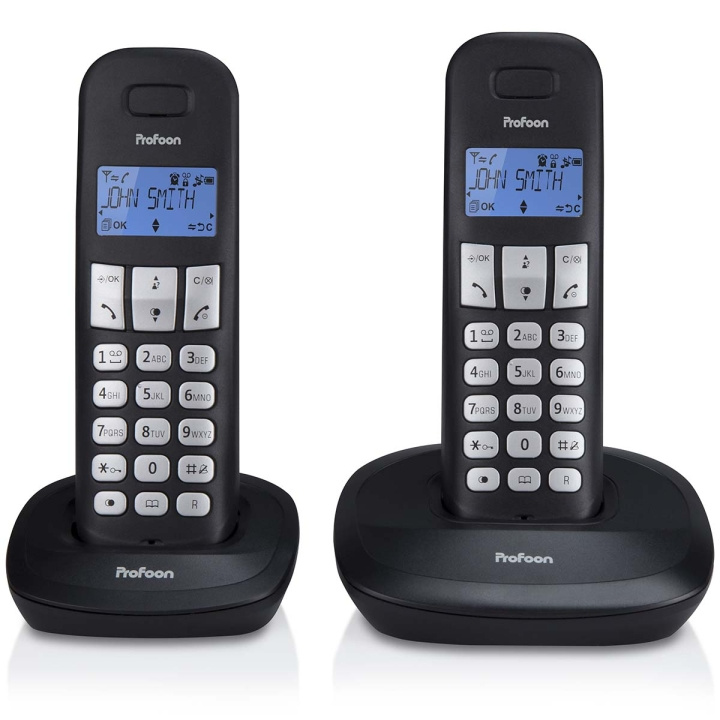 Profoon PDX-1120 DECT-telefon med 2 handenheter svart i gruppen HEMELEKTRONIK / Ljud & Bild / Fast telefoni / Trådlösa telefoner hos TP E-commerce Nordic AB (C64486)