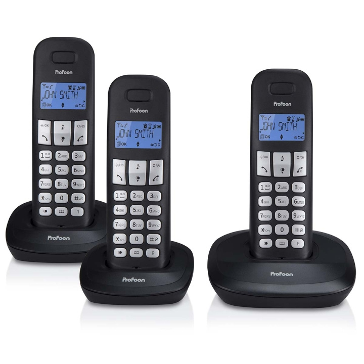 Profoon PDX-1130 DECT-telefon med 3 handenheter svart i gruppen HEMELEKTRONIK / Ljud & Bild / Fast telefoni / Trådlösa telefoner hos TP E-commerce Nordic AB (C64487)