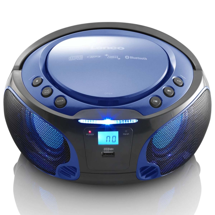 Lenco SCD-550BU Bärbar FM-radio CD/MP3/USB/Bluetooth®-spelare med LED-belysning Blå i gruppen HEMELEKTRONIK / Ljud & Bild / Hemmabio, HiFi & Bärbart / Bärbar musikspelare / CD-spelare hos TP E-commerce Nordic AB (C64492)