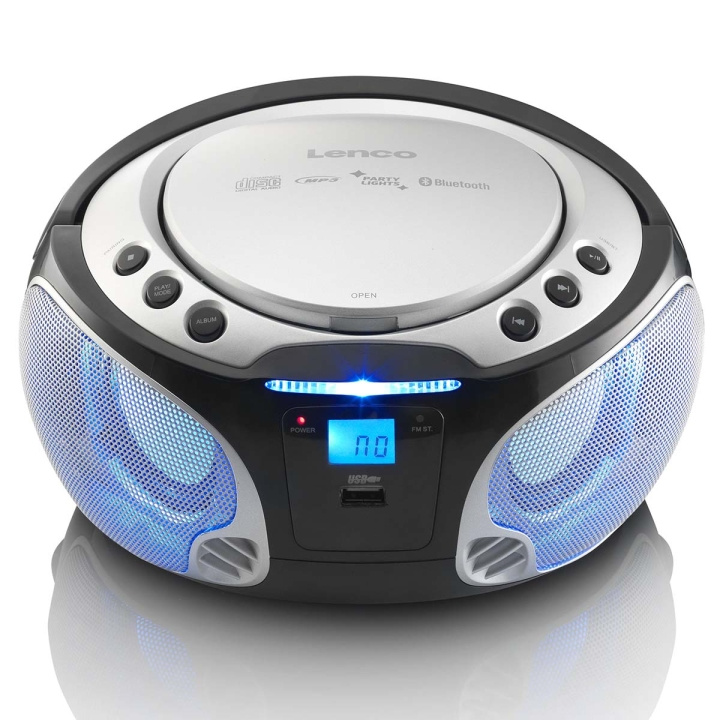 Lenco SCD-550SI Bärbar FM-radio CD / MP3 / USB / Bluetooth-spelare® med LED-belysning Silver i gruppen HEMELEKTRONIK / Ljud & Bild / Hemmabio, HiFi & Bärbart / Bärbar musikspelare hos TP E-commerce Nordic AB (C64494)