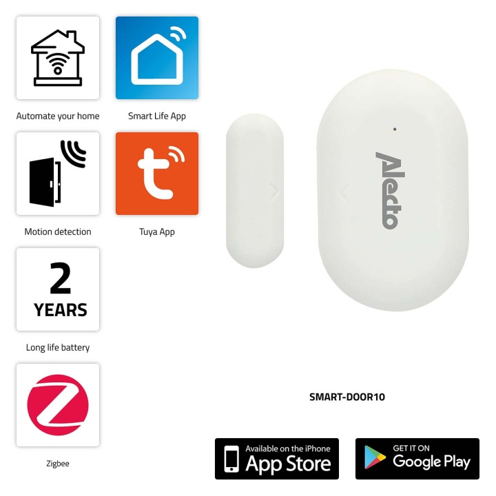 Alecto SMART-DOOR10 Smart Zigbee dörr-/fönsterkontaktsensor i gruppen HEM, HUSHÅLL & TRÄDGÅRD / Smarta hem / Smarta sensorer hos TP E-commerce Nordic AB (C64499)