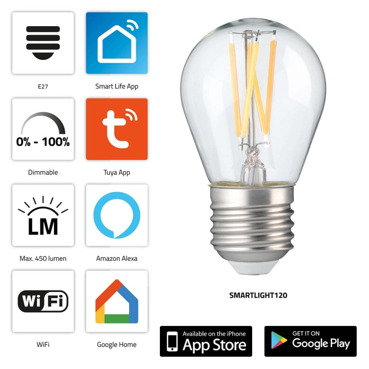 Alecto SMARTLIGHT120 Smart glödtråd LED-lampa med Wi-Fi i gruppen HEM, HUSHÅLL & TRÄDGÅRD / Smarta hem / Smart belysning hos TP E-commerce Nordic AB (C64509)