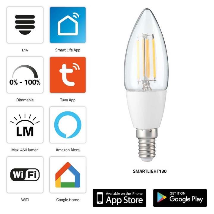 Alecto SMARTLIGHT130 Smart glödlampa med Wi-Fi i gruppen HEM, HUSHÅLL & TRÄDGÅRD / Smarta hem / Smart belysning hos TP E-commerce Nordic AB (C64510)