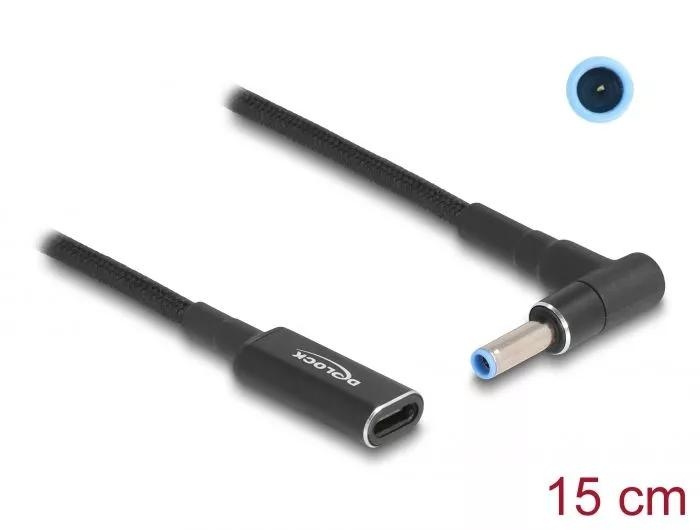 DeLOCK Laptop Charging Cable USB Type-C to HP 4.5 x 3.0mm 15 cm i gruppen DATORER & KRINGUTRUSTNING / Bärbara datorer & tillbehör / Datorladdare / Laddare till laptop / Universal hos TP E-commerce Nordic AB (C64742)