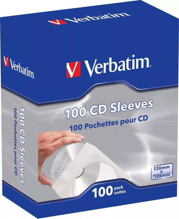 Verbatim Pappersficka för CD/DVD, vit/genomskinlig, 100-pack i gruppen HEMELEKTRONIK / Lagringsmedia / CD/DVD/BD-skivor / CD/DVD förvaring hos TP E-commerce Nordic AB (C65259)