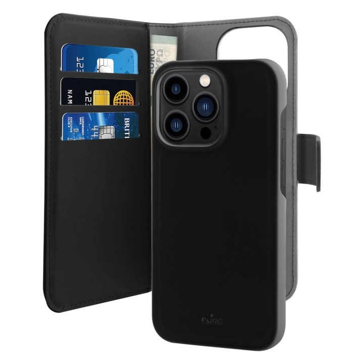 Puro iPhone 14 Pro Max Eco-Leather wallet, Svart i gruppen SMARTPHONE & SURFPLATTOR / Mobilskydd / Apple / iPhone 14 hos TP E-commerce Nordic AB (C65312)