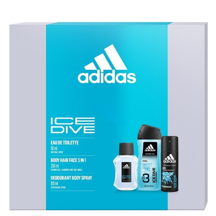 adidas Ice Dive For Him Edt 100ml + Deospray 150ml + Shower Gel 250ml i gruppen SKÖNHET & HÄLSA / Presentkit / Presentkit För Honom hos TP E-commerce Nordic AB (C65679)