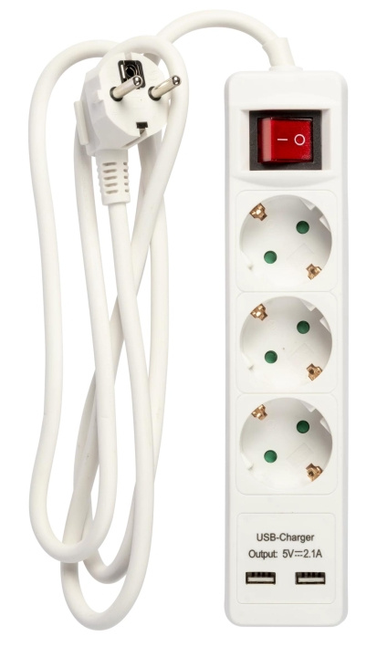 Nordic Quality 3-vägskontakt jordad, 2xUSB-A (3x1,5mm²), 1,5m i gruppen HEM, HUSHÅLL & TRÄDGÅRD / El & Belysning / Grenuttag hos TP E-commerce Nordic AB (C65771)