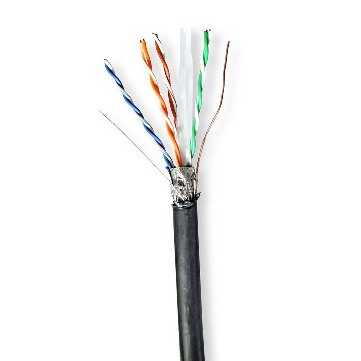 Nedis Nätverkskabel Roll | CAT6 | Fast | S/FTP | Koppar | 100.0 m | Utomhus | Rund | PE | Svart | Dragkorg i gruppen DATORER & KRINGUTRUSTNING / Datorkablar / Nätverkskablar / Cat6 hos TP E-commerce Nordic AB (C66053)