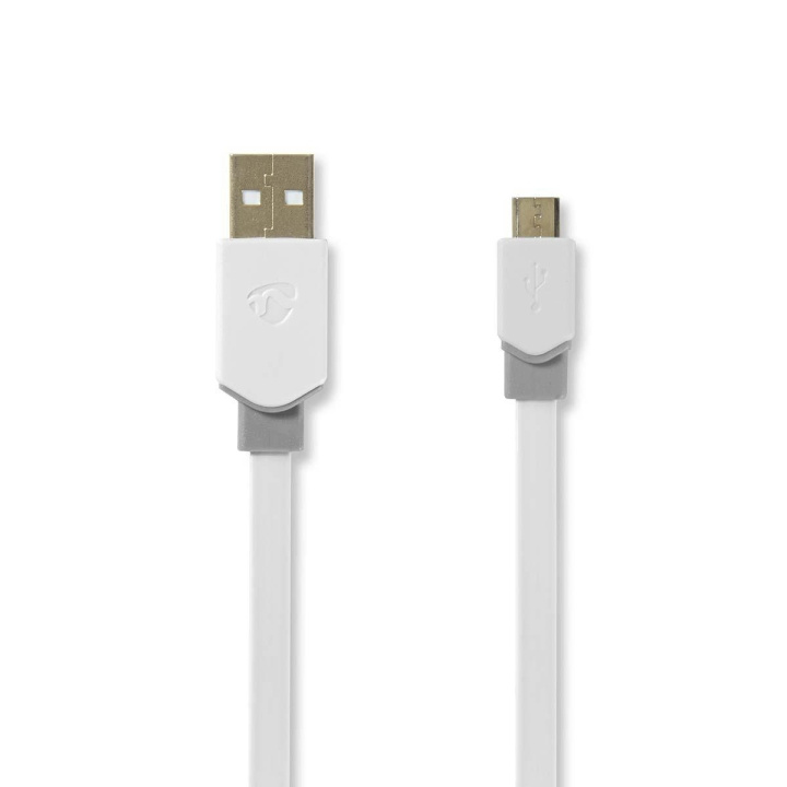 Nedis USB-kabel | USB 2.0 | USB-A Hane | USB Micro-B Hane | 480 Mbps | Guldplaterad | 1.00 m | Platt | PVC | Vit | Plastpåse i gruppen SMARTPHONE & SURFPLATTOR / Laddare & Kablar / Kablar / Kablar microUSB hos TP E-commerce Nordic AB (C66056)