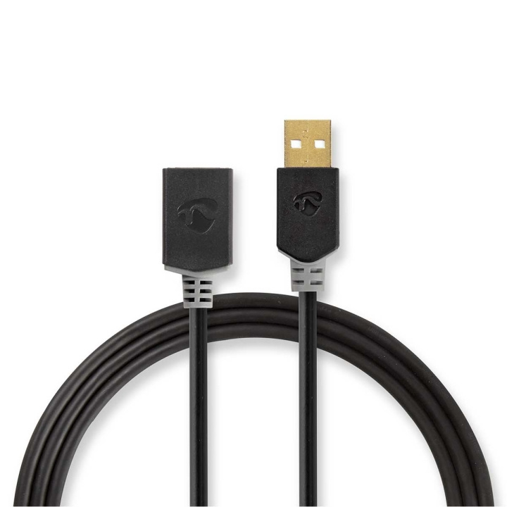 Nedis USB-kabel | USB 2.0 | USB-A Hane | USB-A Hona | 480 Mbps | Guldplaterad | 3.00 m | Rund | PVC | Antracit | Låda i gruppen DATORER & KRINGUTRUSTNING / Datorkablar / USB-kablar / USB-A / Kablar hos TP E-commerce Nordic AB (C66059)
