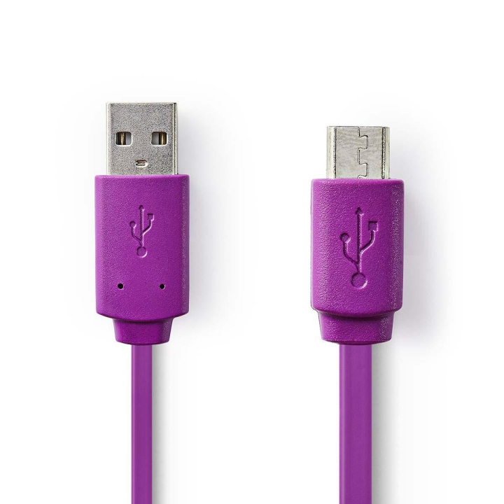 Nedis USB-kabel | USB 2.0 | USB-A Hane | USB Micro-B Hane | 2.5 W | 480 Mbps | Nickelplaterad | 1.00 m | Platt | PVC | Violett | Plastpåse i gruppen SMARTPHONE & SURFPLATTOR / Laddare & Kablar / Kablar / Kablar microUSB hos TP E-commerce Nordic AB (C66154)