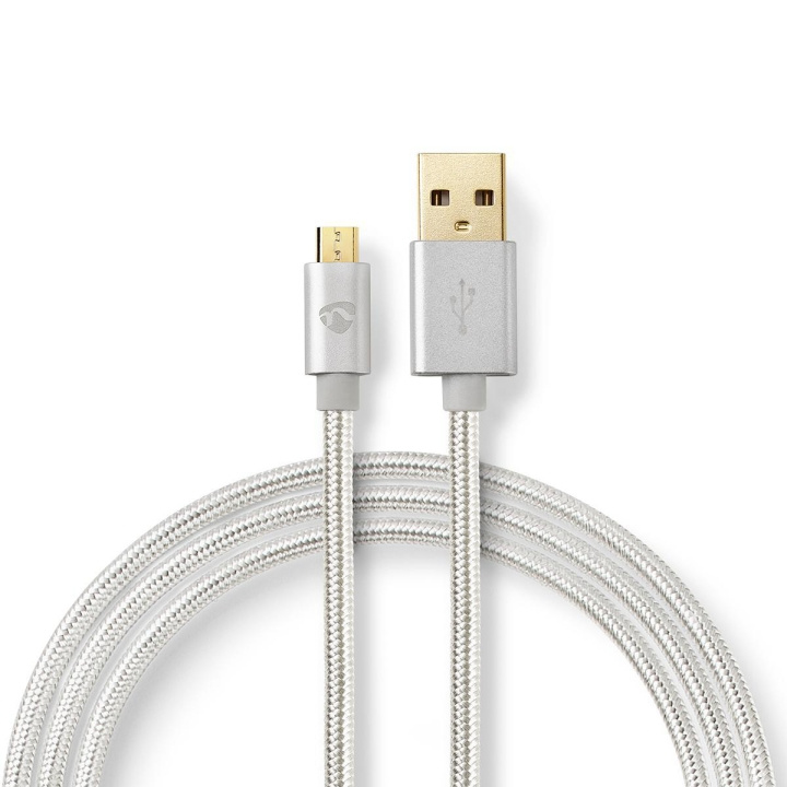 Nedis USB-kabel | USB 2.0 | USB-A Hane | USB Micro-B Hane | 10 W | 480 Mbps | Guldplaterad | 3.00 m | Rund | Flätad / Nylon | Aluminium | Kartong med täckt fönster i gruppen DATORER & KRINGUTRUSTNING / Datorkablar / USB-kablar / Micro-USB hos TP E-commerce Nordic AB (C66173)