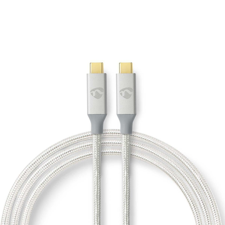 Nedis USB-kabel | USB 3.2 Gen 2x2 | USB-C™ Hane | USB-C™ Hane | 100 W | 4K@60Hz | 20 Gbps | Guldplaterad | 2.00 m | Rund | Flätad / Nylon | Silver | Kartong med täckt fönster i gruppen DATORER & KRINGUTRUSTNING / Datorkablar / USB-kablar / USB-C hos TP E-commerce Nordic AB (C66175)