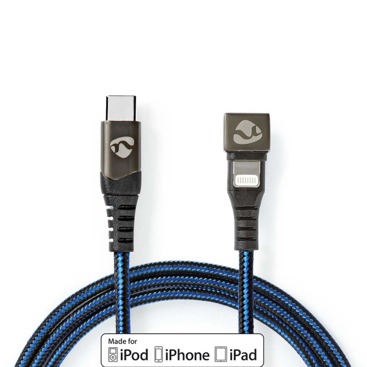 Nedis USB-kabel | USB 2.0 | Apple Lightning, 8-stifts | USB-C™ Hane | 60 W | 480 Mbps | Nickelplaterad | 2.00 m | Rund | Flätad / Nylon | Blå / Svart | Kartong med täckt fönster i gruppen SMARTPHONE & SURFPLATTOR / Laddare & Kablar / Kablar / Kablar Lightning hos TP E-commerce Nordic AB (C66179)