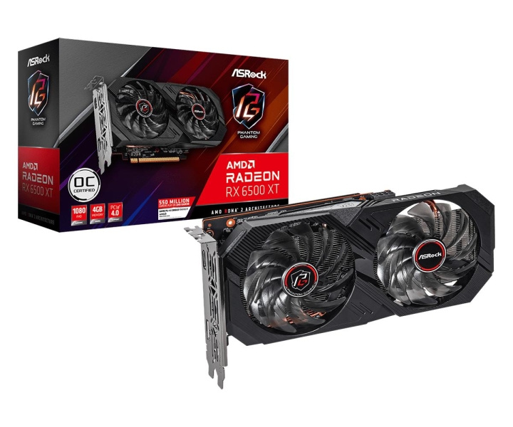ASRock AMD Radeon RX 6500 XT Phantom Gaming D 4GB OC i gruppen DATORER & KRINGUTRUSTNING / Datorkomponenter / Grafikkort hos TP E-commerce Nordic AB (C66945)