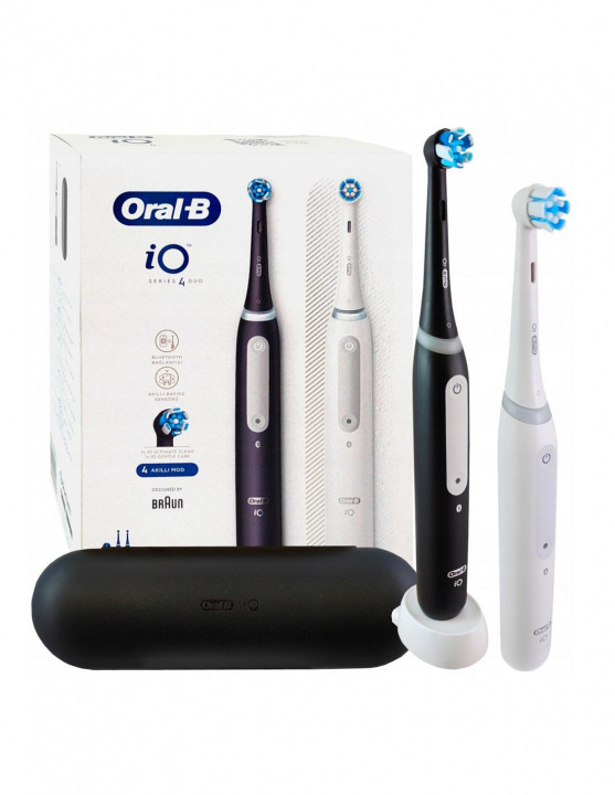 Oral B magnettandborste iO Series 4 Duo 2 st. matt svart/semivit i gruppen SKÖNHET & HÄLSA / Munvård / Eltandborstar hos TP E-commerce Nordic AB (C66951)