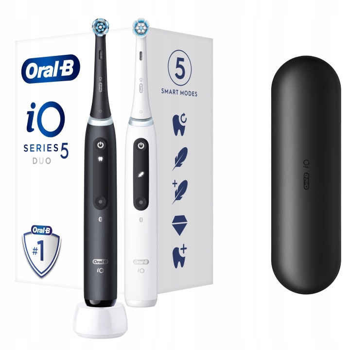 Oral B iO Series 5 Duo Pack Black+White elektrisk tandborste i gruppen SKÖNHET & HÄLSA / Munvård / Eltandborstar hos TP E-commerce Nordic AB (C66952)