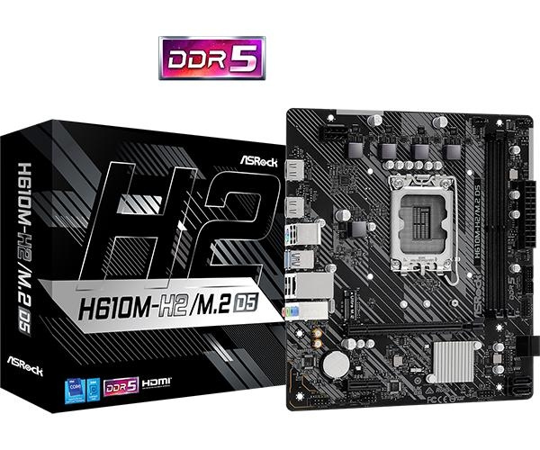 ASRock H610M-H2/M.2 D5 1700 mATX DDR5 i gruppen DATORER & KRINGUTRUSTNING / Datorkomponenter / Moderkort hos TP E-commerce Nordic AB (C67009)
