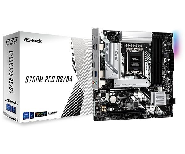 ASRock B760 PRO RS, DDR4 LGA1700 mATX i gruppen DATORER & KRINGUTRUSTNING / Datorkomponenter / Moderkort hos TP E-commerce Nordic AB (C67023)