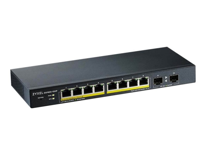 ZyXEL GS1900-10HP Switch 8-port Gigabit PoE+ i gruppen DATORER & KRINGUTRUSTNING / Nätverk / Switchar hos TP E-commerce Nordic AB (C67117)