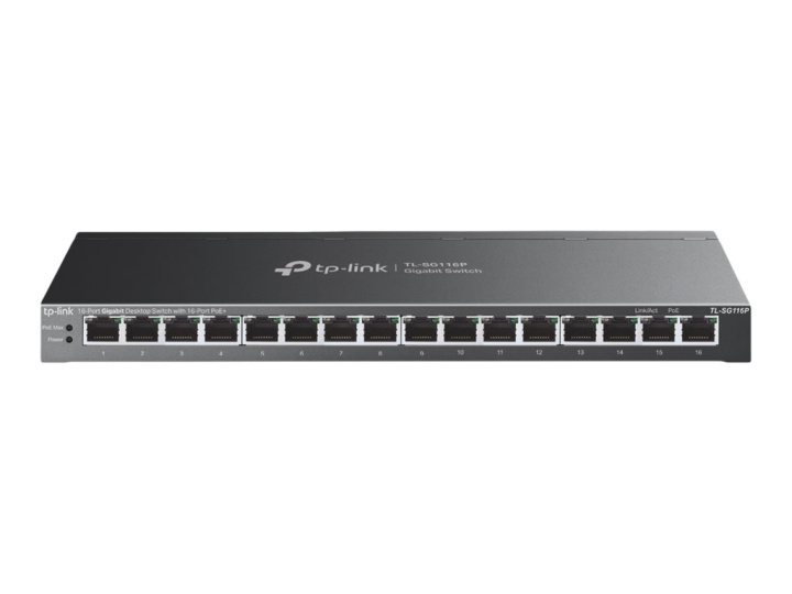TP-Link TL-SG116P V1 Switch 16-port Gigabit PoE+ i gruppen DATORER & KRINGUTRUSTNING / Nätverk / Switchar hos TP E-commerce Nordic AB (C67159)