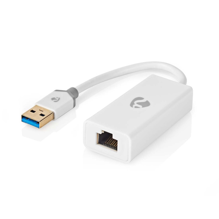 Nedis USB-nätverkskort | USB 3.2 Gen 1 | 1 Gbps | USB-A Hane | RJ45 Hona | 0.20 m | Rund | Guldplaterad | Bar koppar | Vit | Låda i gruppen DATORER & KRINGUTRUSTNING / Nätverk / Nätverkskort / USB hos TP E-commerce Nordic AB (C67498)