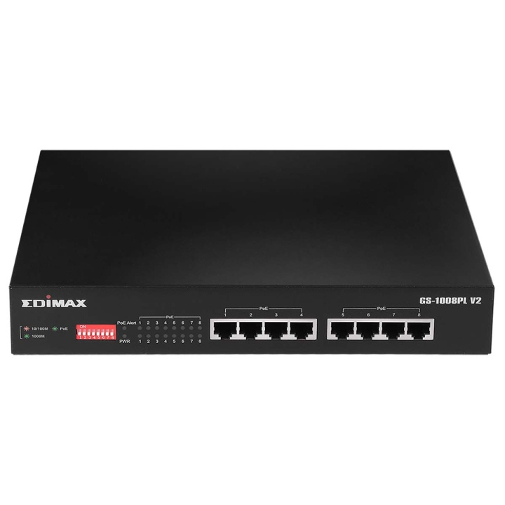 Edimax Long Range 8-portars Gigabit Ethernet PoE+ Switch med DIP Switch i gruppen DATORER & KRINGUTRUSTNING / Nätverk / Switchar hos TP E-commerce Nordic AB (C67601)
