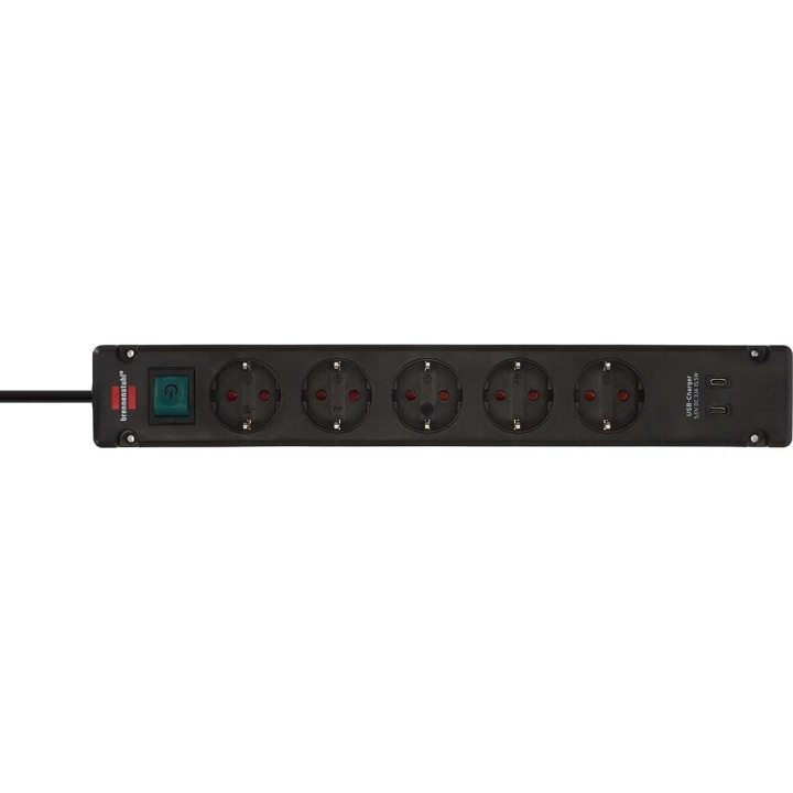 Brennenstuhl Bremounta grenuttag med 2 USB C-laddningsuttag 5x svart 3m H05VVF3G1.5 i gruppen HEM, HUSHÅLL & TRÄDGÅRD / El & Belysning / Grenuttag hos TP E-commerce Nordic AB (C67660)