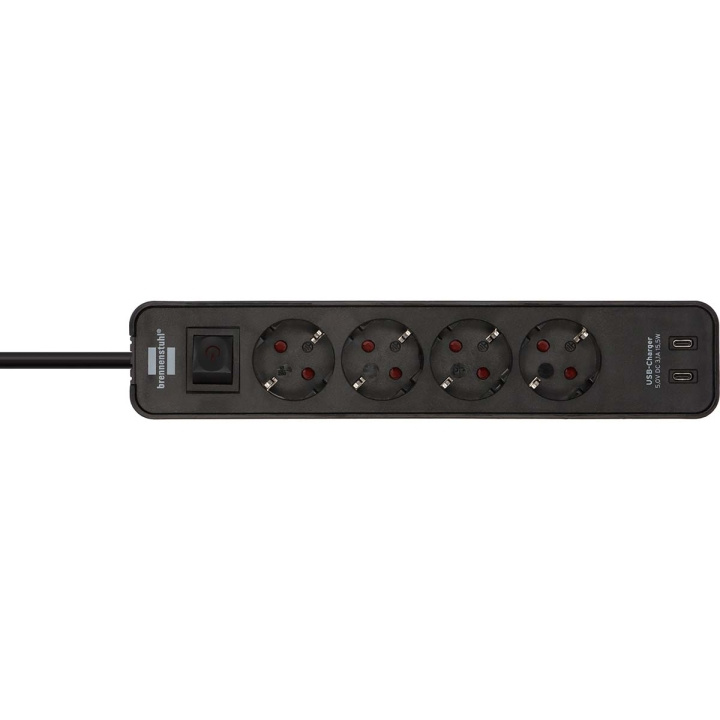 Brennenstuhl Ecolor 4-vägs grenuttag med USB-laddningsanslutning (uttag med 2x USB C, strömbrytare och 1,5 m kabel) svart i gruppen HEM, HUSHÅLL & TRÄDGÅRD / El & Belysning / Grenuttag hos TP E-commerce Nordic AB (C67662)