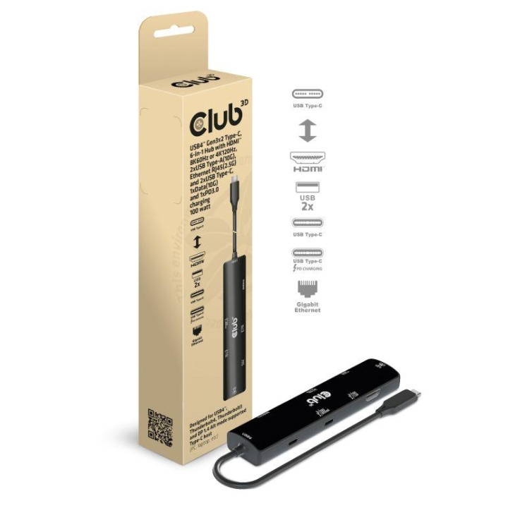Club 3D 6-in-1 Hub Dockingstation i gruppen DATORER & KRINGUTRUSTNING / Bärbara datorer & tillbehör / Dockningsstation hos TP E-commerce Nordic AB (C67847)