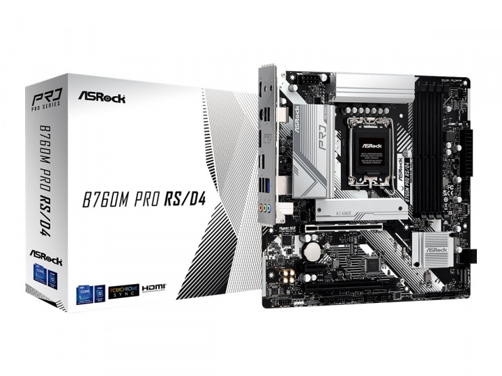 ASRock B760M PRO RS/D4 Micro-ATX LGA1700 Intel B760 i gruppen DATORER & KRINGUTRUSTNING / Datorkomponenter / Moderkort hos TP E-commerce Nordic AB (C67851)