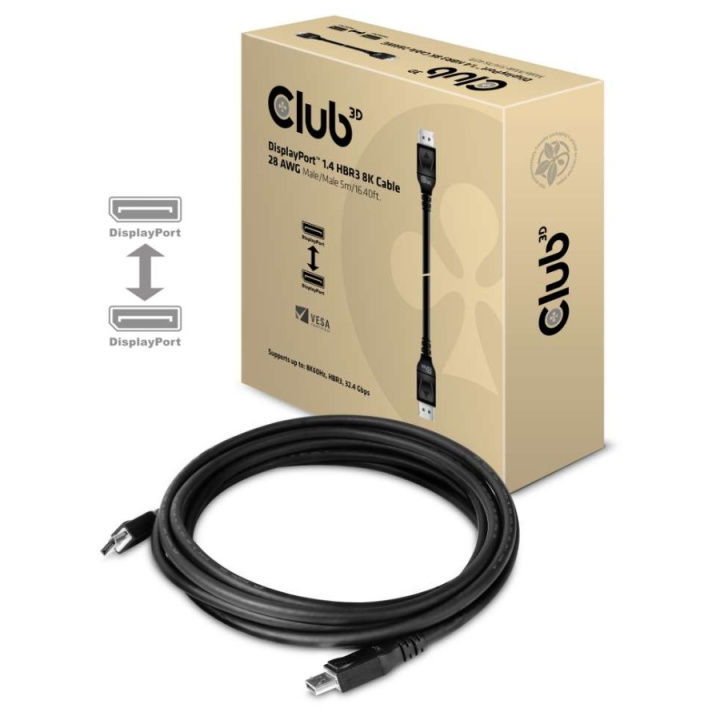 Club 3D 20-polig DisplayPort-hane hasp -> 20-polig DisplayPort-hane hasp 5 m i gruppen DATORER & KRINGUTRUSTNING / Datorkablar / DisplayPort / Kablar hos TP E-commerce Nordic AB (C67892)