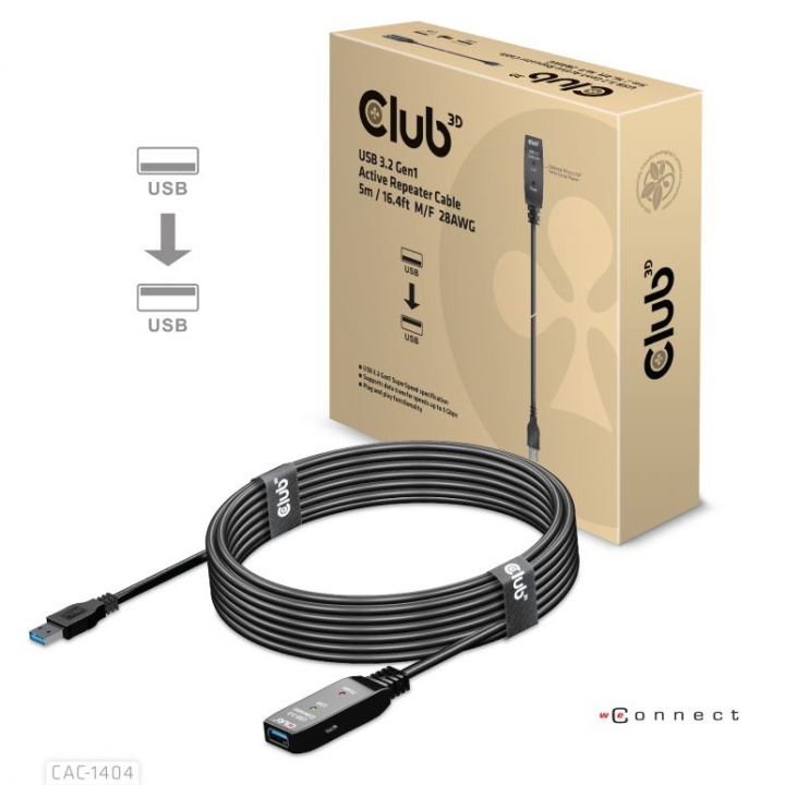 Club 3D USB 3.2 Gen1 aktiv repeaterkabel 5m M/F 28AWG i gruppen HEM, HUSHÅLL & TRÄDGÅRD / El & Belysning / Förlängningskablar hos TP E-commerce Nordic AB (C67905)