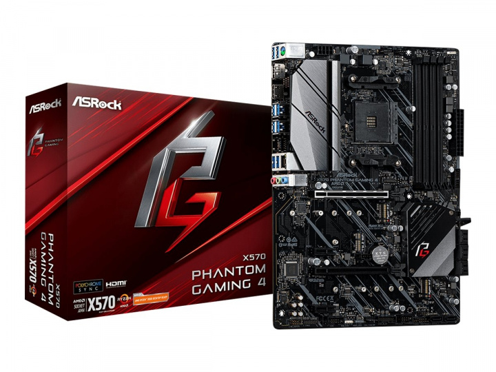 ASRock X570 Phantom Gaming 4 ATX AM4 AMD X570 i gruppen DATORER & KRINGUTRUSTNING / Datorkomponenter / Moderkort hos TP E-commerce Nordic AB (C67971)