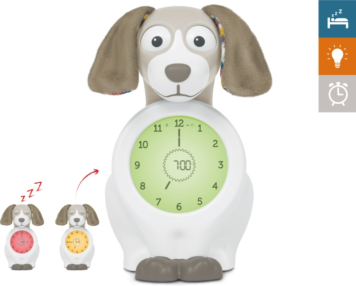 Zazu Davy väckarklocka med sömnrytm, hund, taupe i gruppen HEM, HUSHÅLL & TRÄDGÅRD / Väggklockor & Räkneverk / Väckarklockor hos TP E-commerce Nordic AB (C68070)