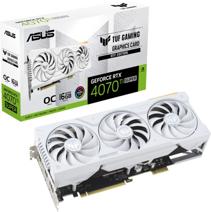 ASUS GeForce TUF-RTX4070TIS-O16G-BTF-WHITE grafikkort, vit i gruppen DATORER & KRINGUTRUSTNING / Datorkomponenter / Grafikkort hos TP E-commerce Nordic AB (C68616)
