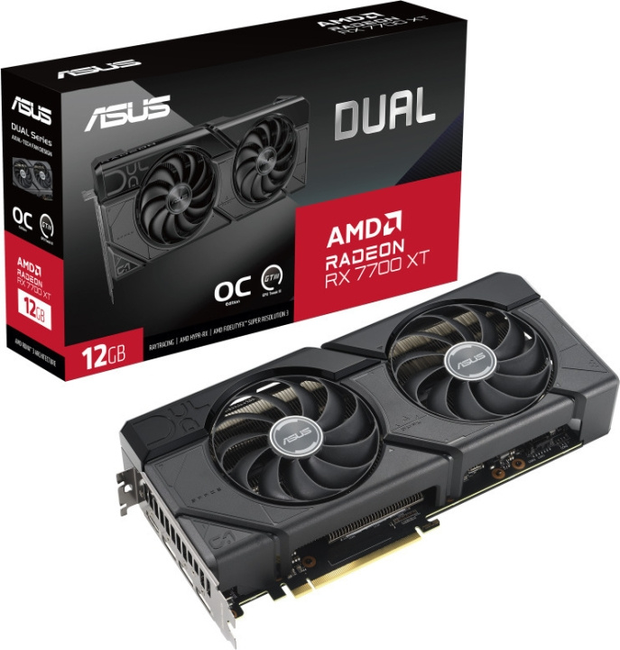 ASUS AMD Radeon DUAL-RX7700XT-O12G grafikkort i gruppen DATORER & KRINGUTRUSTNING / Datorkomponenter / Grafikkort hos TP E-commerce Nordic AB (C68620)