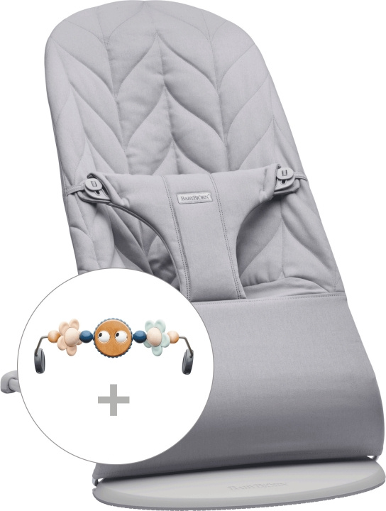 BabyBjörn Bliss Woven Bundle -sitteri + lelu, Ljusgrå/Googly Eyes(pastelli) i gruppen LEKSAKER, BARN- & BABYPRODUKTER / Babysaker / Sköta & Hygien hos TP E-commerce Nordic AB (C68650)