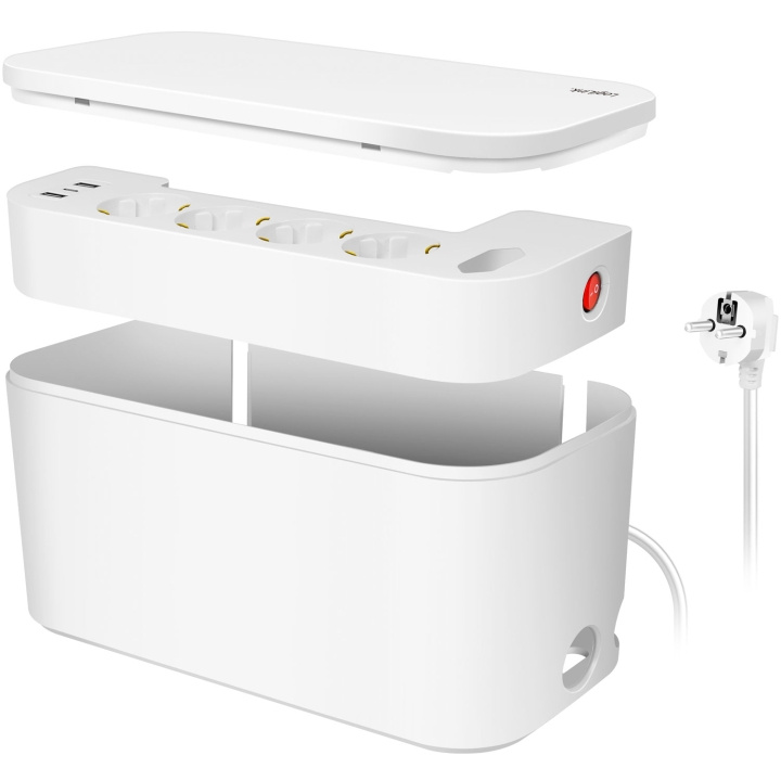 LogiLink Cable box - Kabelgömma med grenuttag + USB-A/USB-C-laddning Vit i gruppen HEMELEKTRONIK / Kablar & Adaptrar / Kabelhantering hos TP E-commerce Nordic AB (C68804)