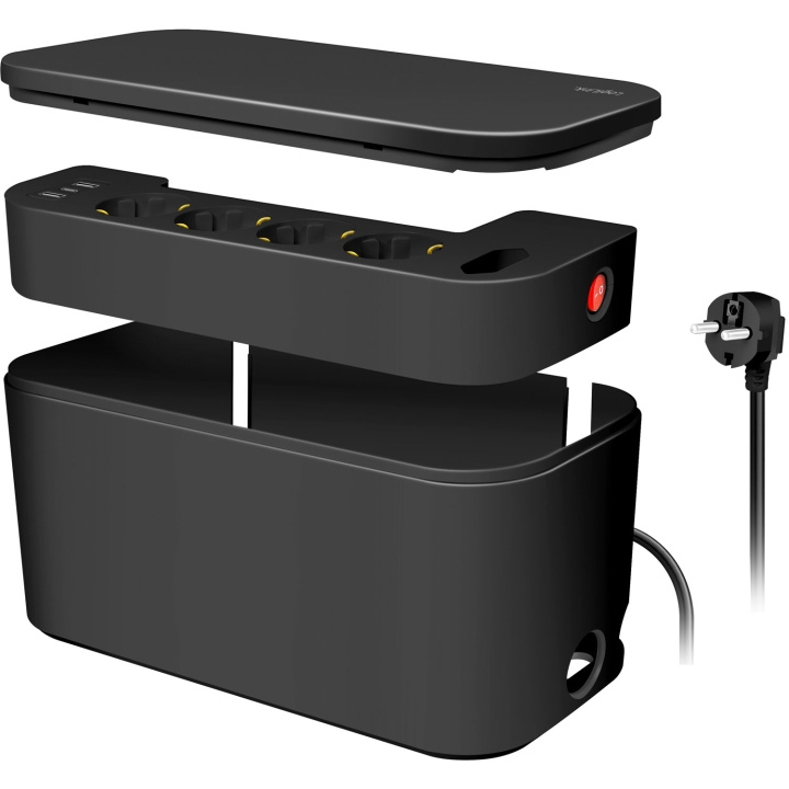 LogiLink Cable box - Kabelgömma med grenuttag + USB-A/USB-C-laddning Svart i gruppen HEMELEKTRONIK / Kablar & Adaptrar / Kabelhantering hos TP E-commerce Nordic AB (C68805)