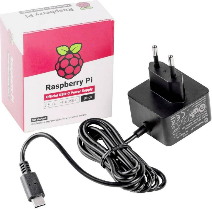 Raspberry Pi 5 B officiell nätadapter, 27 W i gruppen DATORER & KRINGUTRUSTNING / Datorkomponenter / Raspberry Pi hos TP E-commerce Nordic AB (C69137)