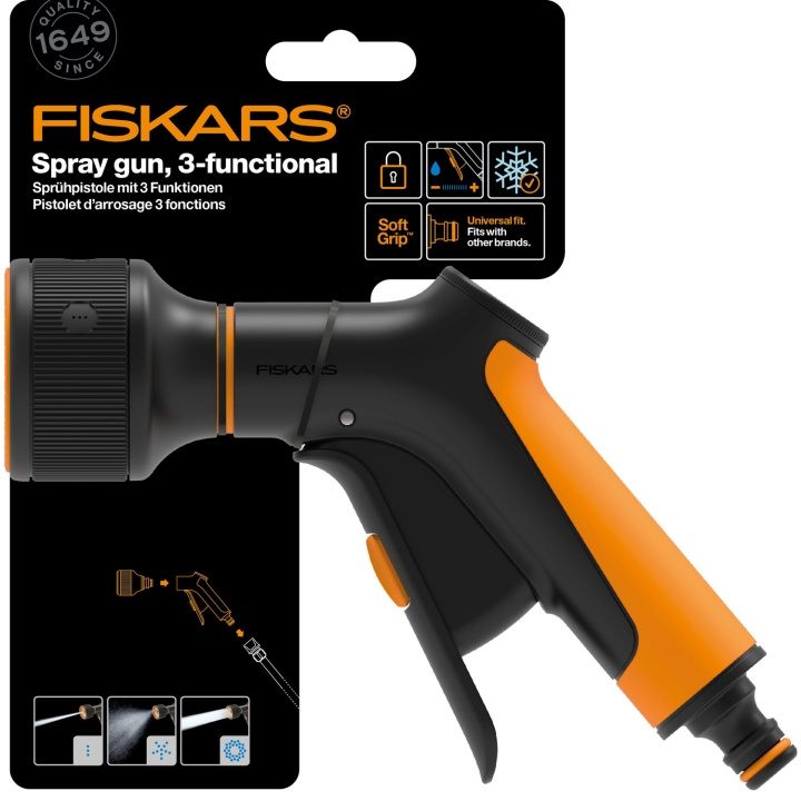 Fiskars Sprinklerpistol 3-funktion. front tr i gruppen HEM, HUSHÅLL & TRÄDGÅRD / Trädgårdsprodukter / Trädgårdsredskap hos TP E-commerce Nordic AB (C69558)