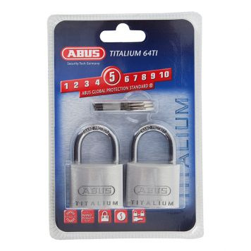ABUS hänglås 64TI/40, Titalium, 23 mm, dubbelpack i gruppen SPORT, FRITID & HOBBY / Resetillbehör / Övrigt hos TP E-commerce Nordic AB (C69821)