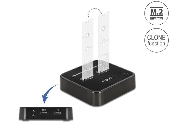 DeLOCK M.2 Docking Station for 2 x M.2 SATA SSD with Clone function i gruppen DATORER & KRINGUTRUSTNING / Bärbara datorer & tillbehör / Dockningsstation hos TP E-commerce Nordic AB (C70503)