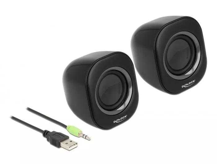 DeLOCK Mini Stereo PC Speaker with 3.5 mm stereo jack male and USB i gruppen DATORER & KRINGUTRUSTNING / Datortillbehör / Högtalare hos TP E-commerce Nordic AB (C70510)