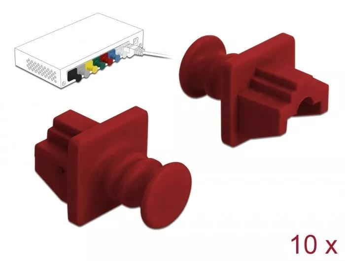 DeLOCK Dust Cover for RJ45 jack 10 pieces red i gruppen DATORER & KRINGUTRUSTNING / Datorkablar / Nätverkskablar / Adaptrar & Skarvdon hos TP E-commerce Nordic AB (C70525)