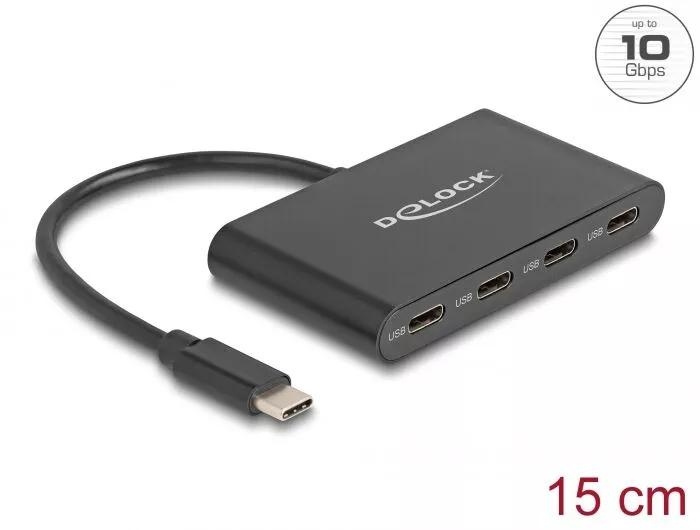 DeLOCK USB 3.2 Gen 2 USB Type-C™ Hub with 4 x USB Type-C™ female i gruppen DATORER & KRINGUTRUSTNING / Datortillbehör / USB-hubbar hos TP E-commerce Nordic AB (C70540)