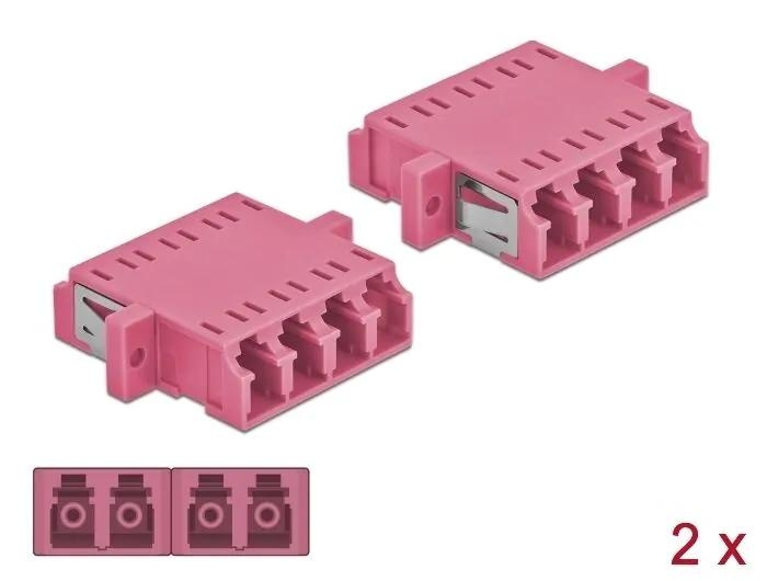 DeLOCK Optical Fiber Coupler LC Quad f to LC Quad f MM 2 pcs i gruppen DATORER & KRINGUTRUSTNING / Datorkablar / Nätverkskablar / Adaptrar & Skarvdon hos TP E-commerce Nordic AB (C70560)